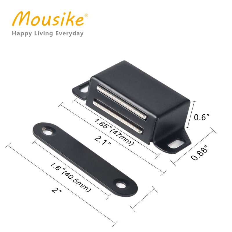 Mousike Cabinet Magnets 30lb Black Door Magnets with Strong Magnetic for Kitchen Cupboard Wardrobe Closet Cabinet Door Drawer Latch 8 Pack - Image 2